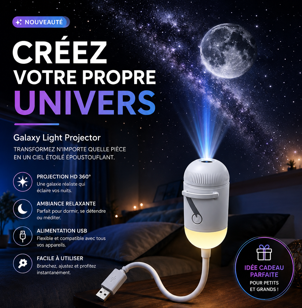 Projecteur Galaxie 2-en-1. Créer votre propre Univers.